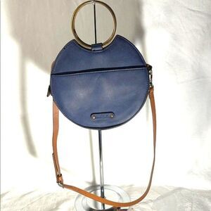 Simply Noelle Navy Circle Bag with Tan Strap